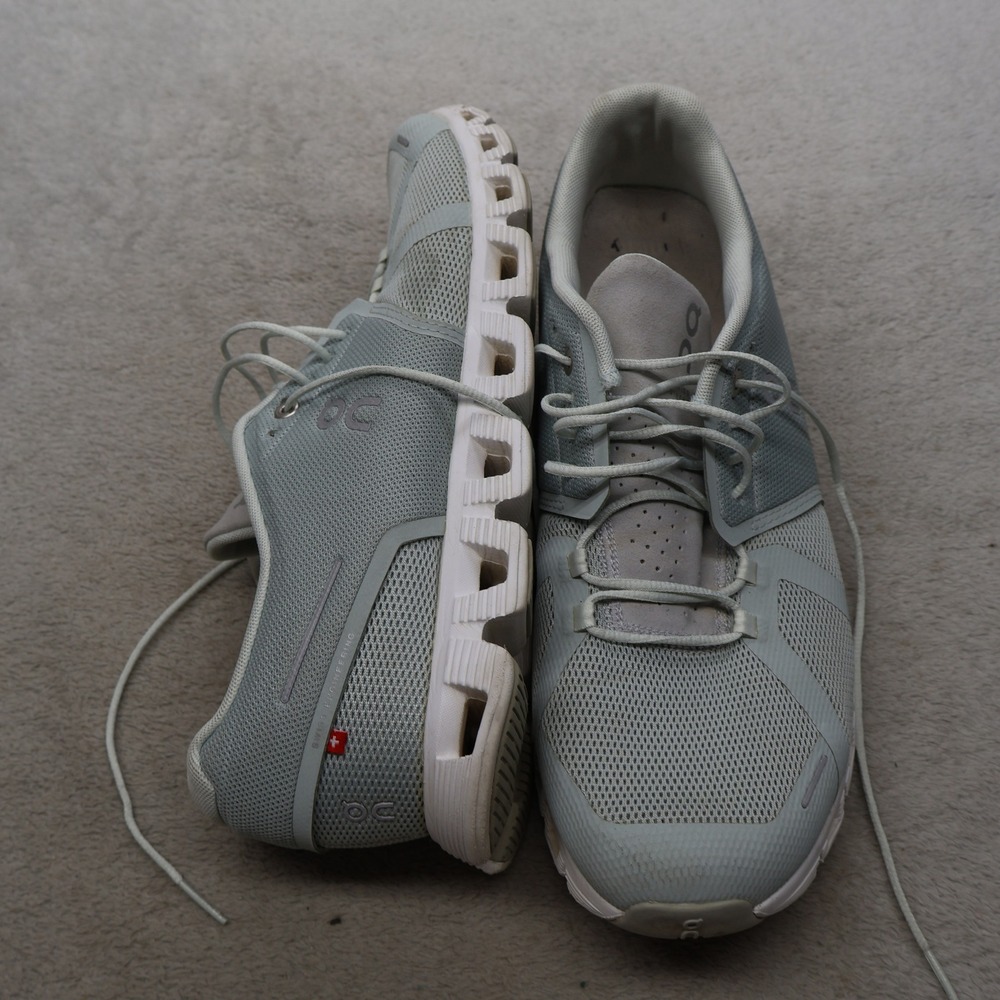 On Men 12 Athletic Shoes Gray Cloud 5 Mesh Running Lightweight CloudTec Sneakers